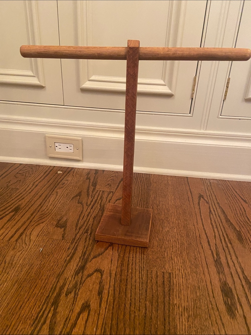 Wooden Necklace or Towel Stand - Brown
